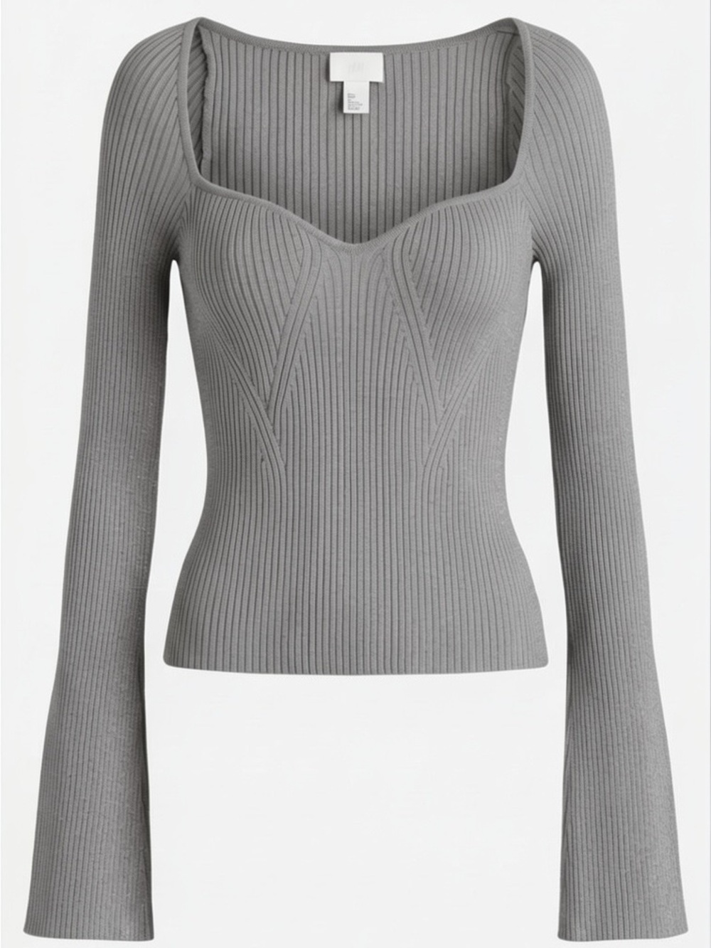H&M Silver Ribbed Metallic Knit Top